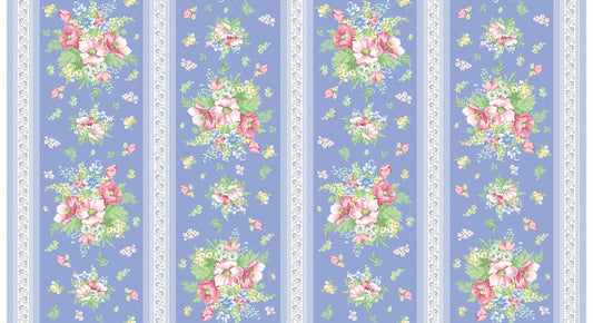 April's Garden - Stripe in Blue - Benartex