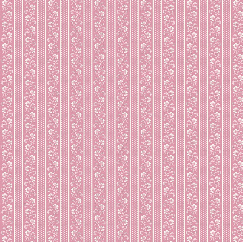 April's Garden - Flower Pot Stripe in Medium Pink - Benartex - Dinkydoo Fabrics