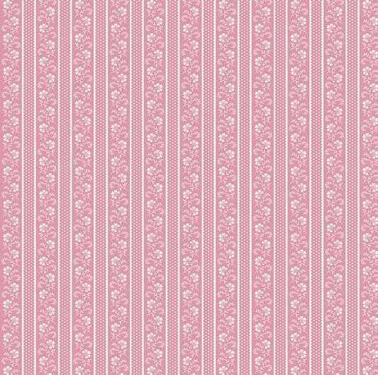 April's Garden - Flower Pot Stripe in Medium Pink - Benartex