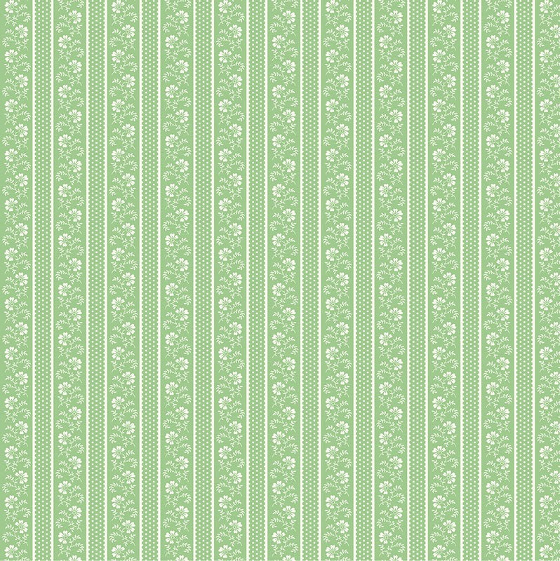 April's Garden - Flower Pot Stripe in Medium Green - Benartex - Dinkydoo Fabrics