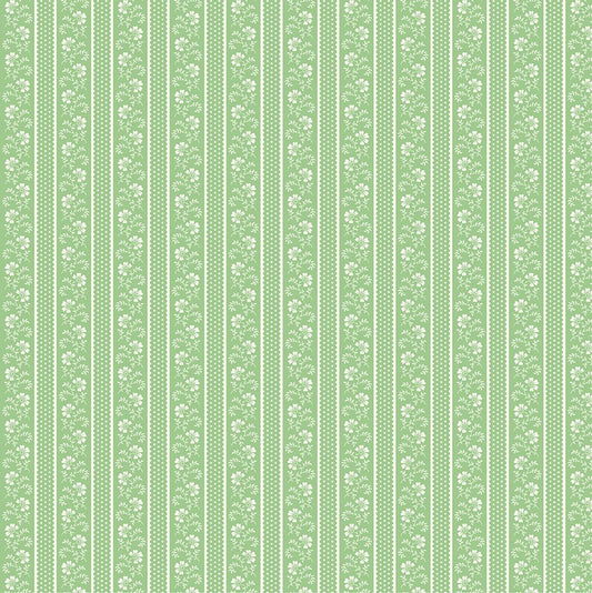 April's Garden - Flower Pot Stripe in Medium Green - Benartex