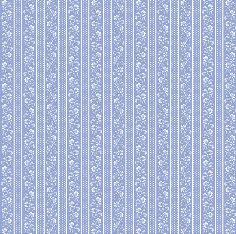 April's Garden - Flower Pot Stripe in Medium Blue - Benartex - Dinkydoo Fabrics