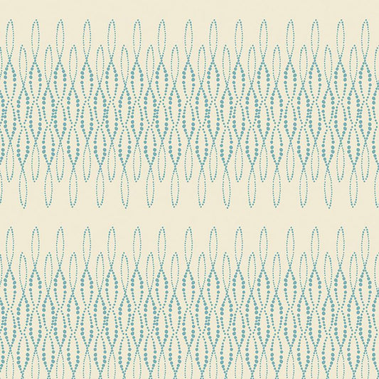 Modern Vintage Treasured - Loopy Lace in Aqua/Natural - Benartex