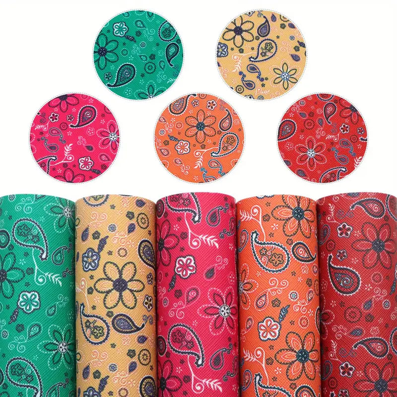 Faux Leather - Paisley Paradise (5pc) (8.2" x 11.8")
