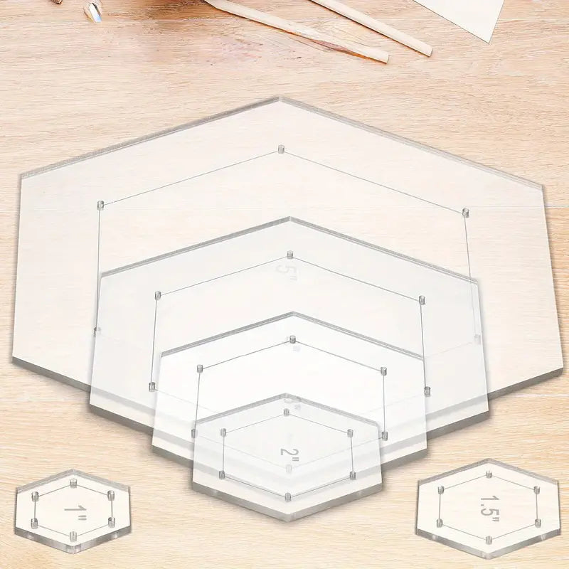 Basic Hexagon Quilting Template Kit with 1/4 Seam Allowance (6pc) (Pre-order: Jan 2026)