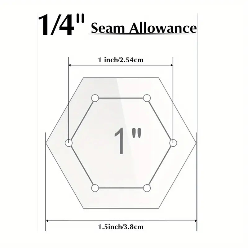 Basic Hexagon Quilting Template Kit with 1/4 Seam Allowance (6pc) (Pre-order: Jan 2026)