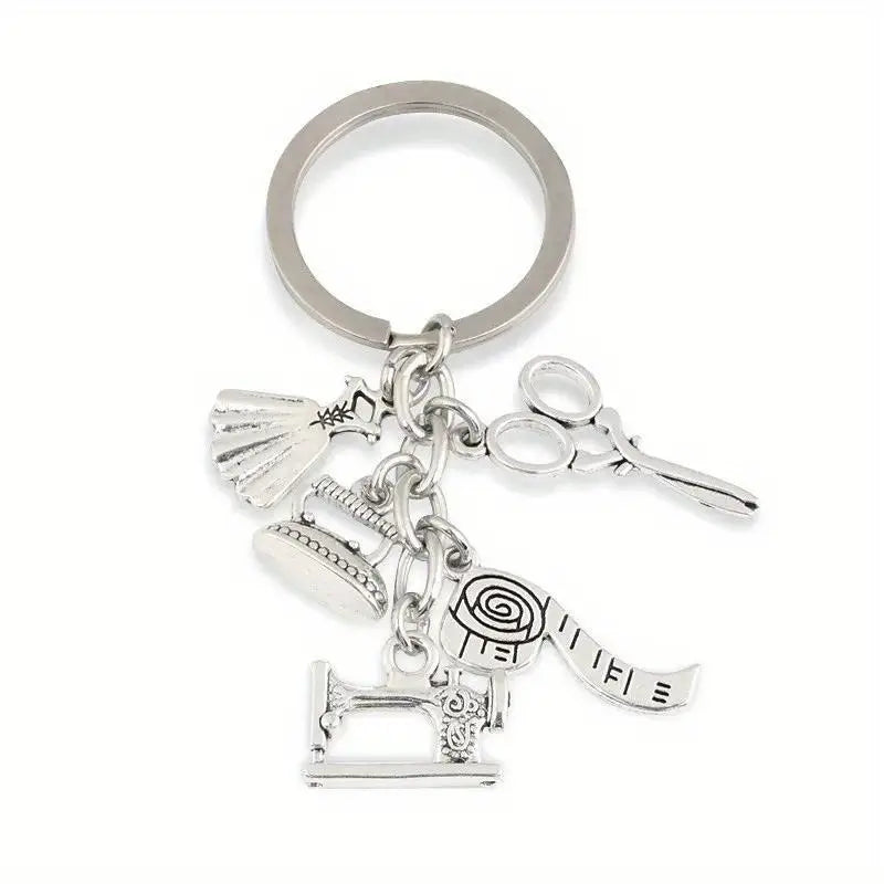 I Love to Sew Key Ring with Charms - Dinkydoo Fabrics