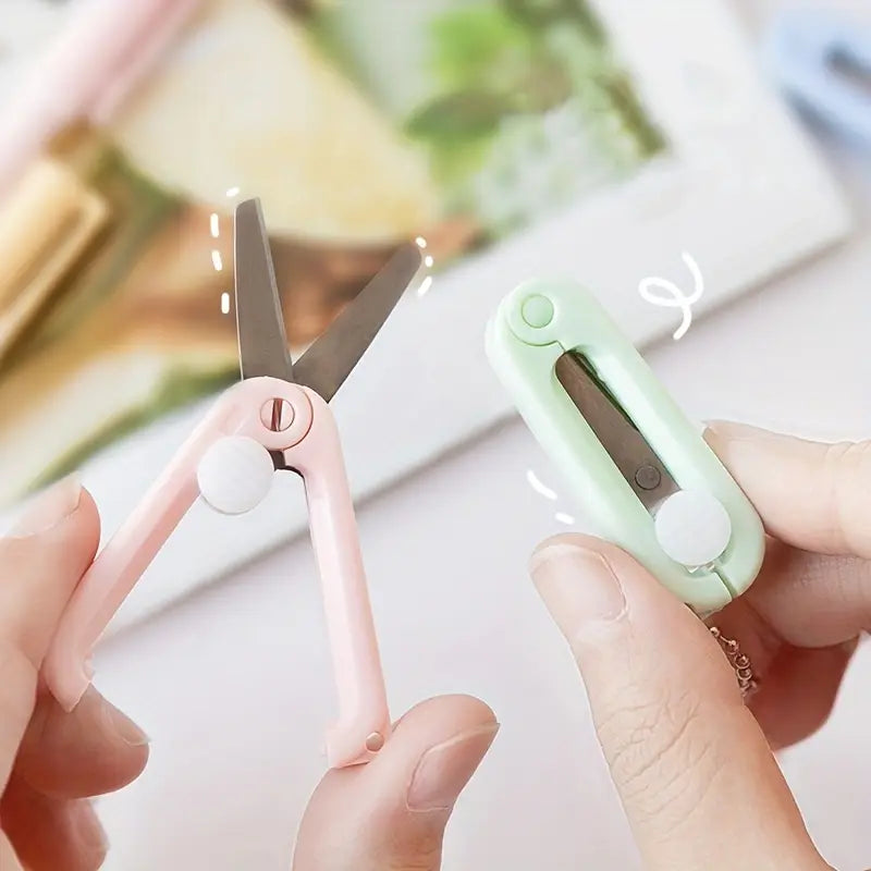 Portable Pop-Out Mini Scissors with Chain
