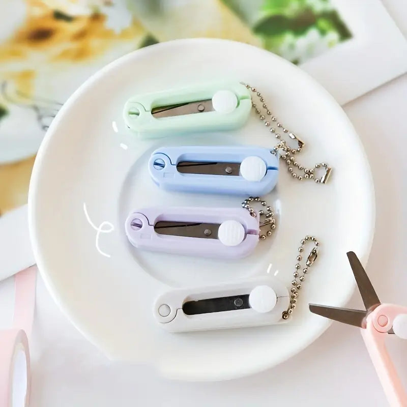 Portable Pop-Out Mini Scissors with Chain