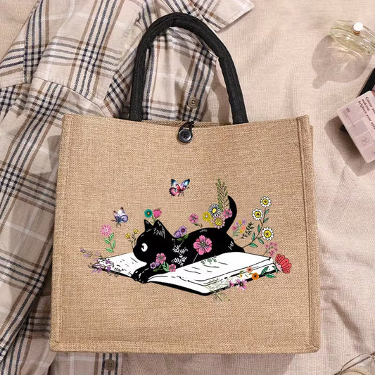 Sew n' Stash Tote Bag - Life is Better With Cats & Books - Dinkydoo Fabrics