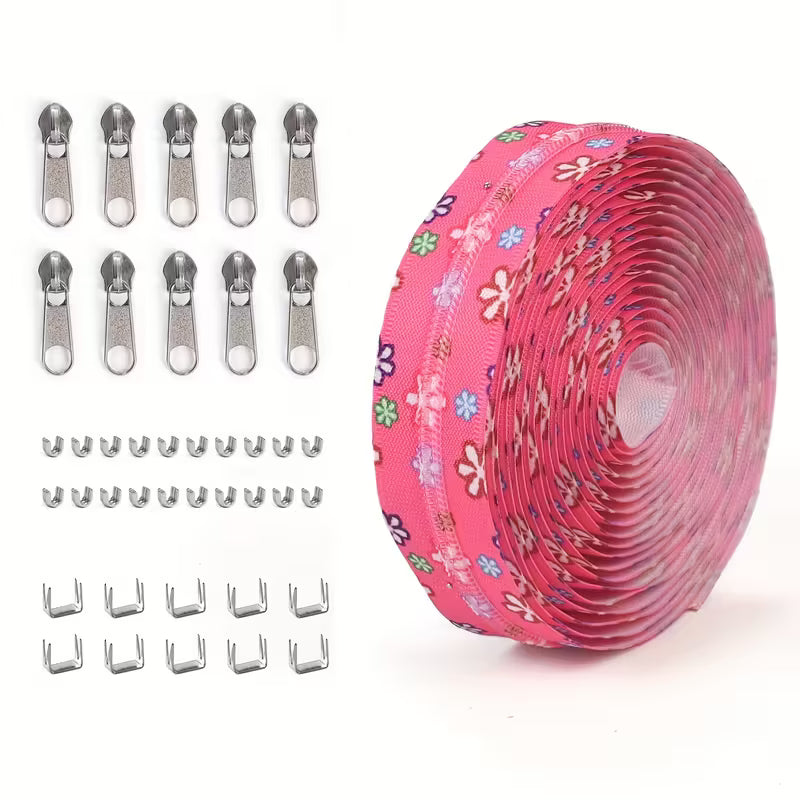 Zipper Set Nylon #5 - Flower Power (4.9 Yards & BONUS 10 Pulls)