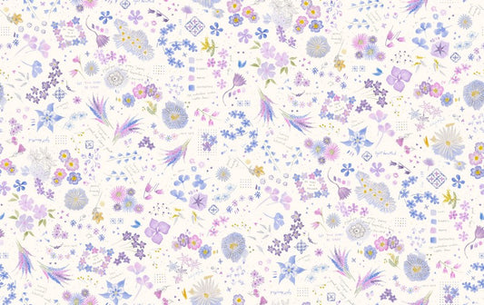 Delphinium - Collage in Snowdrop - Janet Clare - Moda (Pre-order: Apr 2026)