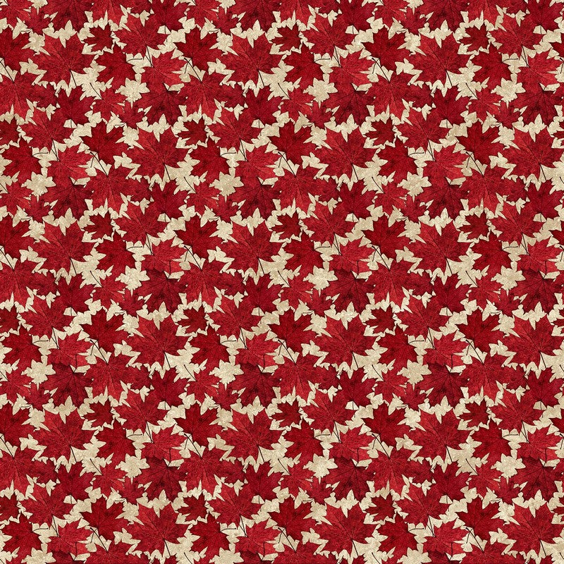 Oh Canada 12 - Packed Leaves in Beige/Red - Deborah Edwards - Northcott (Pre-order: Apr 2024)