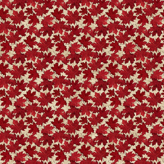 Oh Canada 12 - Packed Leaves in Beige/Red - Deborah Edwards - Northcott (Pre-order: May 2024)