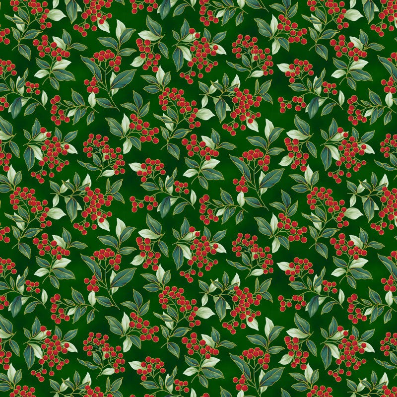 Bloom Holidays - 7791-60 in Hunter/Gold - Hoffman Fabrics