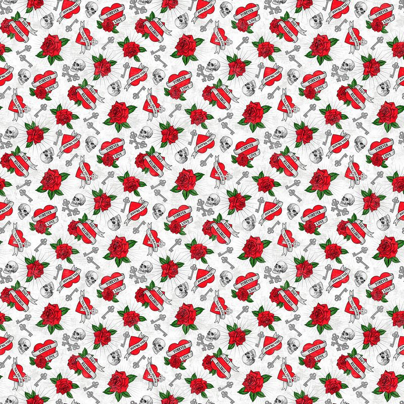 Till Death Do Us Part - Hearts in White Multi - Deborah Edwards - Northcott