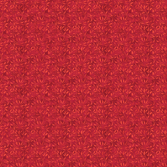 Nativity -  Leaf Scroll in Red - Alison McGarrigle - Northcott