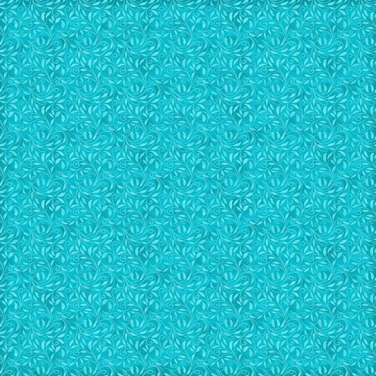 Nativity -  Leaf Scroll in Turquoise - Alison McGarrigle - Northcott