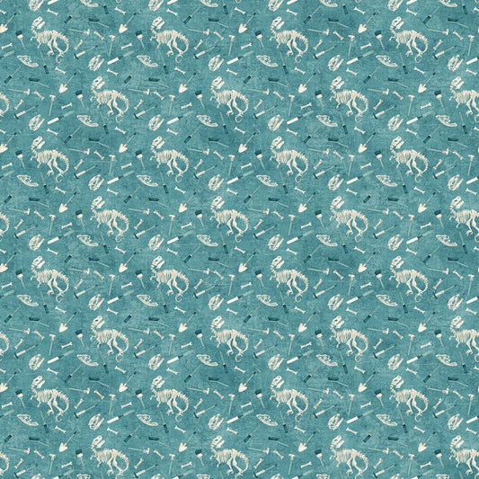 Dino Roar - Evacuation in Light Teal - Brett Blumenthal - Northcott (Pre-order: Nov 2025)