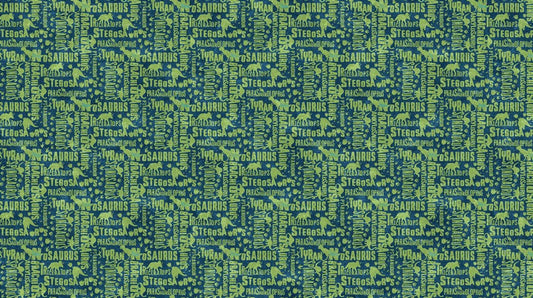 Dino Roar - Dino Words in Navy Multi - Brett Blumenthal - Northcott (Pre-order: Nov 2025)