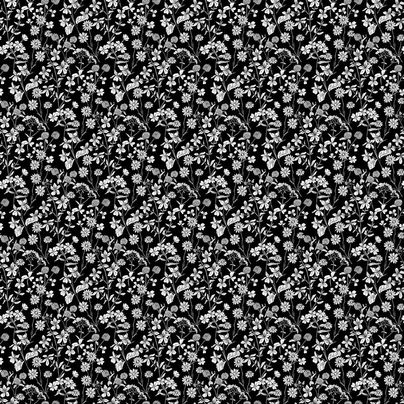 Nature's Sketchbook - Meadow Flowers in Black/White - Deborah Edwards - Northcott (Pre-order: Feb 2026)