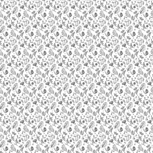 Nature's Sketchbook - Forage in White/Black - Deborah Edwards - Northcott (Pre-order: Feb 2026)