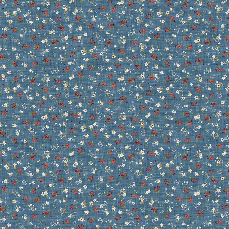 Farmhouse Sampler - Floral Toss in Blue - Deborah Edwards - Northcott (Pre-order: Mar 2026)
