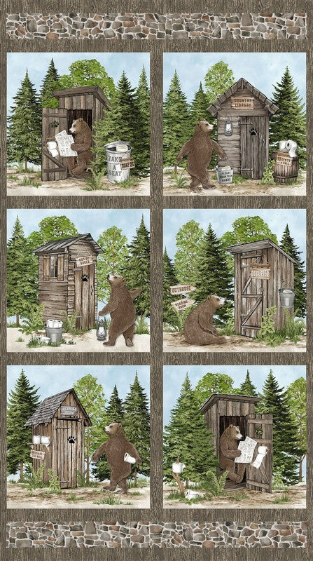 Bear Necessities - Panel in Brown Multi - Deborah Edwards - Northcott