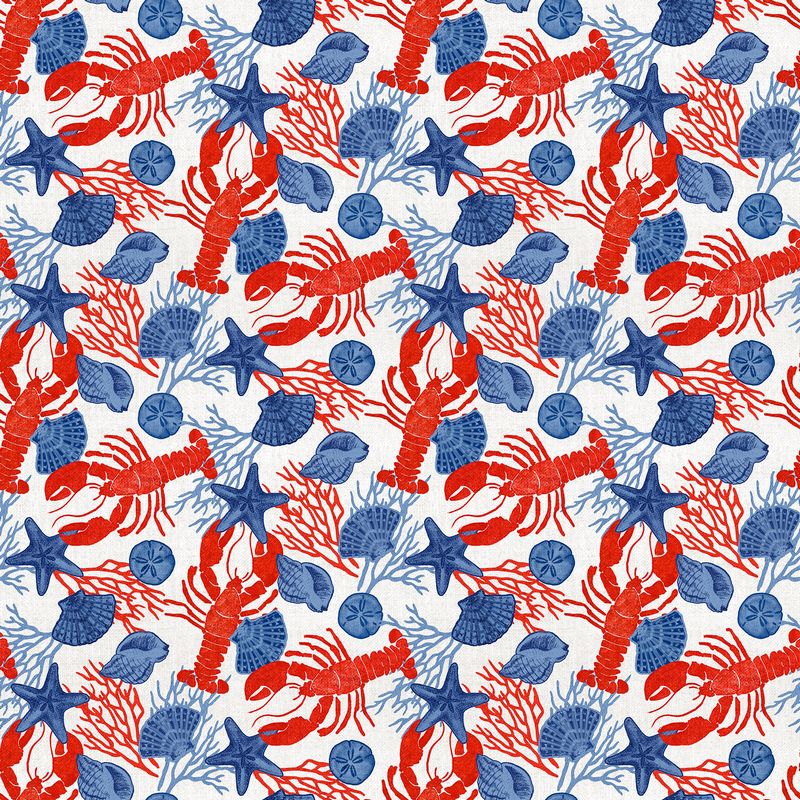 Take Me To The Beach - Lobsters & Shells  in White - Northcott (Pre-order: Apr 2026)