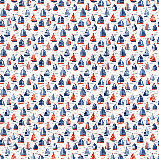 Take Me To The Beach - Sailboats in White - Northcott (Pre-order: Apr 2026)