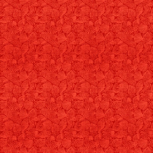 Take Me To The Beach - Large Shells in Red - Northcott (Pre-order: Apr 2026)