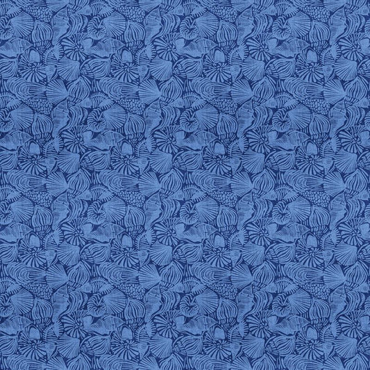 Take Me To The Beach - Large Shells in Blue - Northcott (Pre-order: Apr 2026)