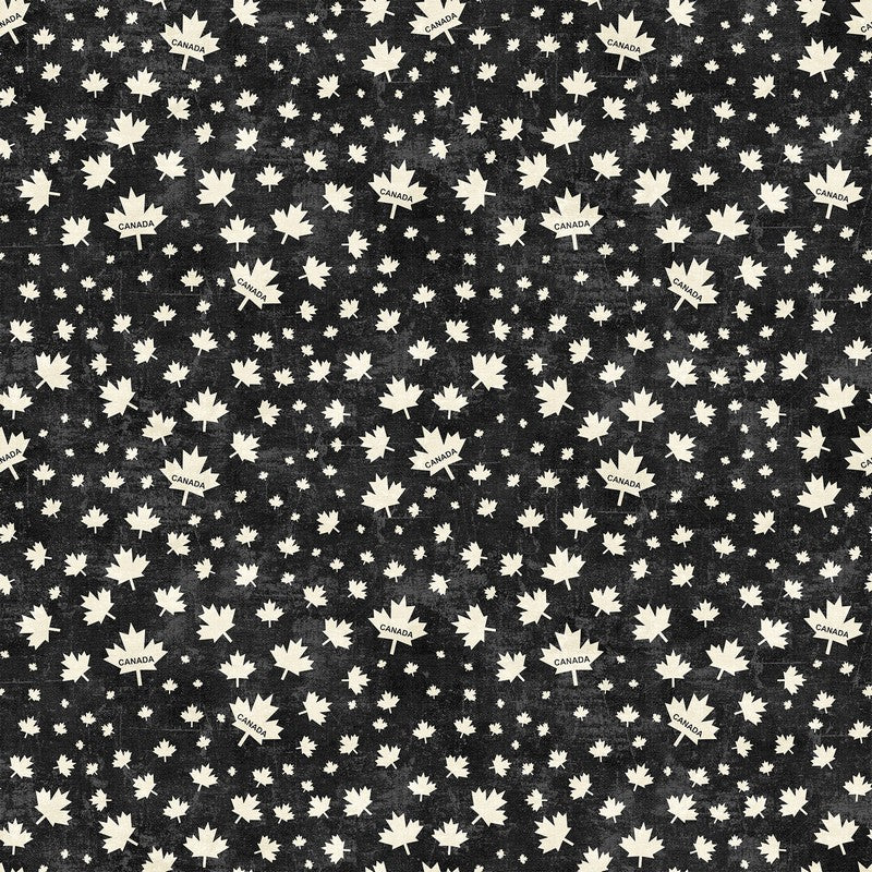 Canadian Classics 3 - Canada Leaf in Black Cream - Deborah Edwards - Northcott