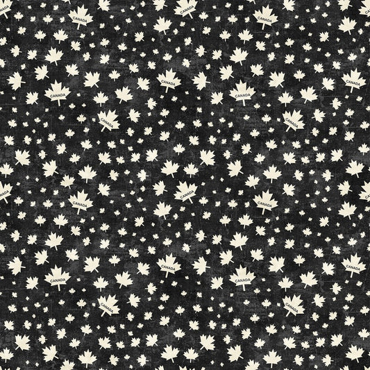 Canadian Classics 3 - Canada Leaf in Black Cream - Deborah Edwards - Northcott