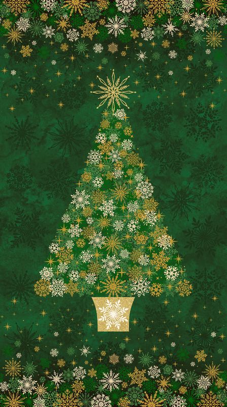 Oh Christmas Tree - Panel in Green METALLIC - Deborah Edwards - Northcott (Pre-order: June 2026)