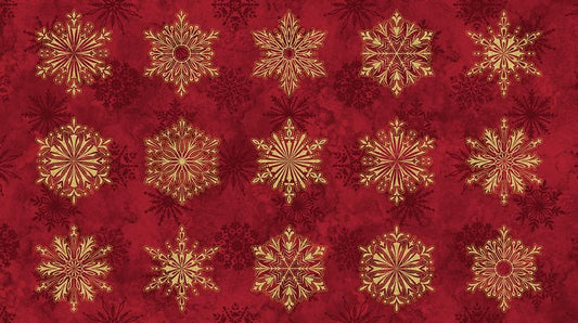 Oh Christmas Tree - Snowflake Blocks in Red METALLIC - Deborah Edwards - Northcott (Pre-order: June 2026)