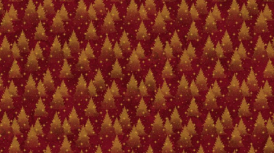 Oh Christmas Tree - Trees in Dark Red METALLIC - Deborah Edwards - Northcott (Pre-order: June 2026)