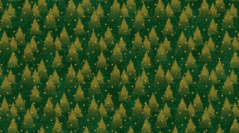 Oh Christmas Tree - Trees in Dark Green METALLIC - Deborah Edwards - Northcott (Pre-order: June 2026)