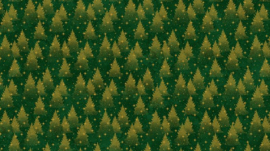 Oh Christmas Tree - Trees in Dark Green METALLIC - Deborah Edwards - Northcott (Pre-order: June 2026)