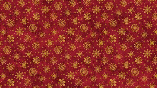 Oh Christmas Tree - Snowflakes in Red METALLIC - Deborah Edwards - Northcott (Pre-order: June 2026)