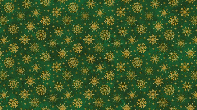 Oh Christmas Tree - Snowflakes in Green METALLIC - Deborah Edwards - Northcott (Pre-order: June 2026)