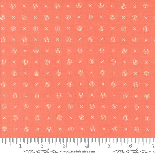 Abloom - X + O's in Coral - Corey Yoder - Moda