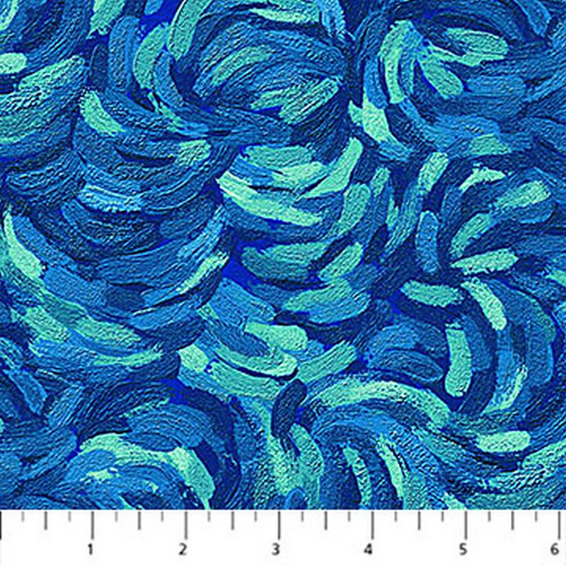 Starry Night - Brushstrokes in Dark Teal - Elena Belokrinitski - Northcott (Pre-order: Oct 2026)