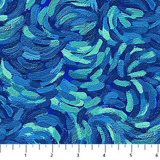 Starry Night - Brushstrokes in Dark Teal - Elena Belokrinitski - Northcott (Pre-order: Oct 2026)