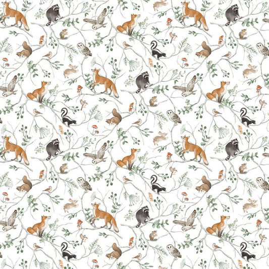 Tanglewood - Animal Vine in White - Deborah Edwards - Northcott (Pre-order: Sept 2026)