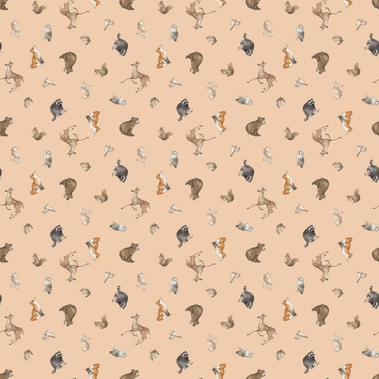 Tanglewood - Tossed Animals in Peach - Deborah Edwards - Northcott (Pre-order: Sept 2026)