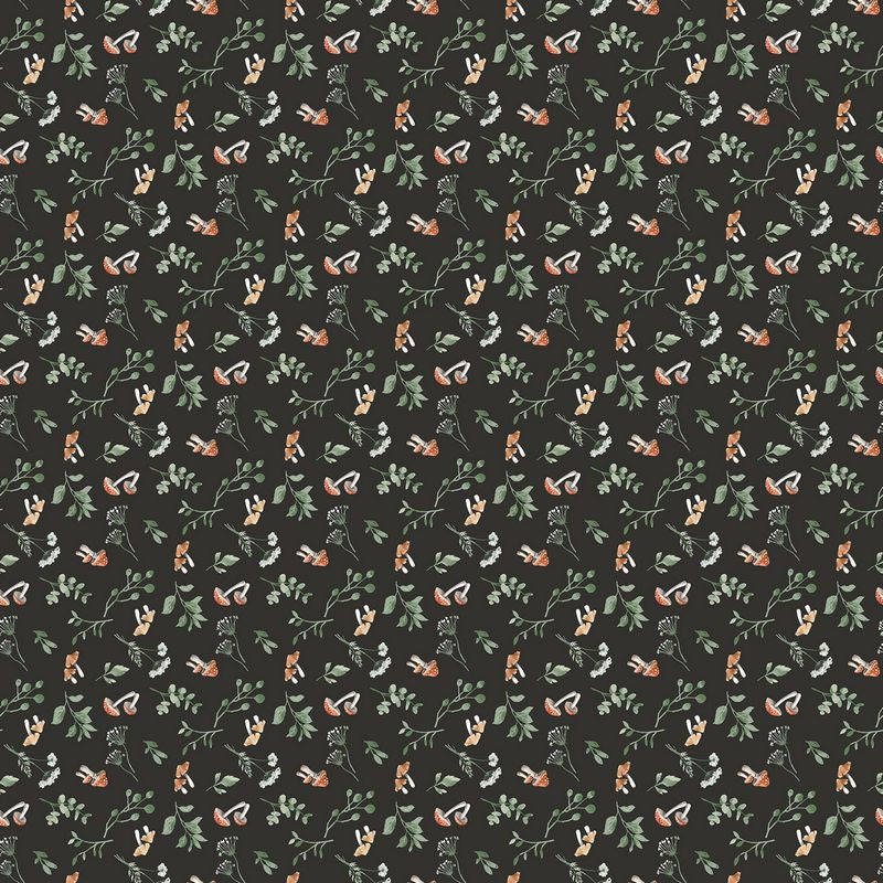 Tanglewood - Mushroom Leaf in Charcoal - Deborah Edwards - Northcott (Pre-order: Sept 2026)