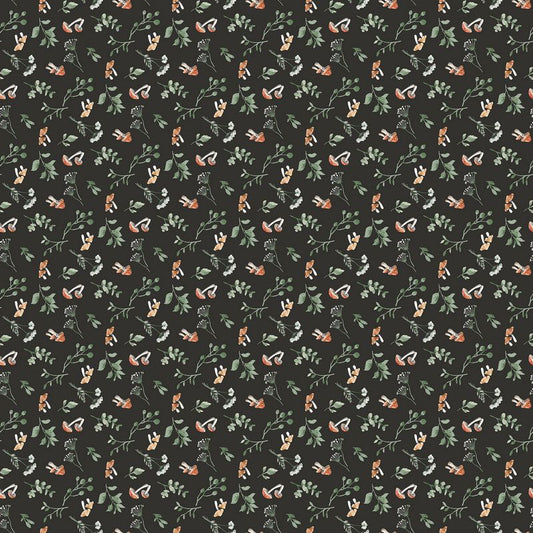 Tanglewood - Mushroom Leaf in Charcoal - Deborah Edwards - Northcott (Pre-order: Sept 2026)