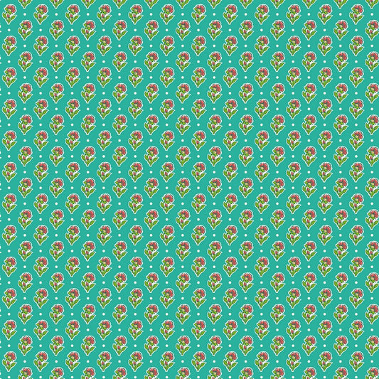 Cottage Charm - Floral Spot in Teal - Deborah Edwards - Northcott (Pre-order: Nov 2026)