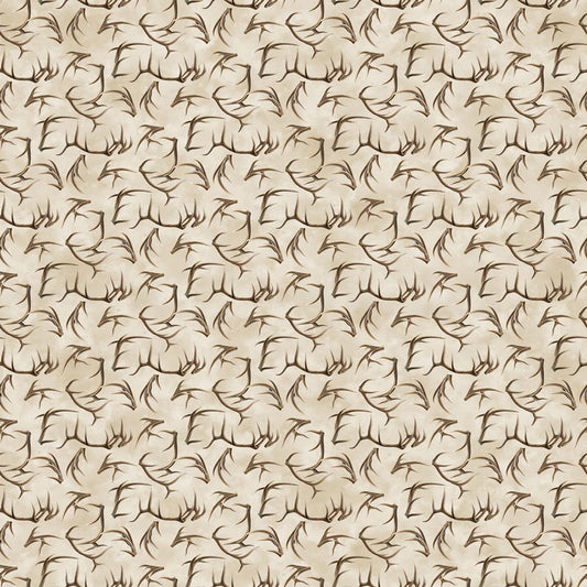 Highland Ridge - Tossed Antlers in Beige - Deborah Edwards & Rosemary Millette - Northcott (Pre-order: Dec 2026)